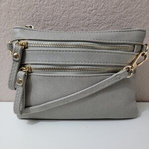 Fashion Puzzle Gray Faux Leather Everyday Crossbody Bag